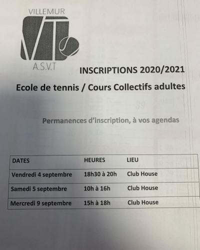 Permanences inscriptions